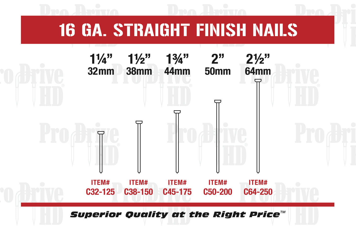 16 GA Straight “No Angle” Finish Nails